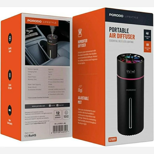 خوشبو کننده و رطوبت ساز پرودو Porodo Portable Air Diffuser PD-LFST031 ظرفیت 300 میلی لیتر