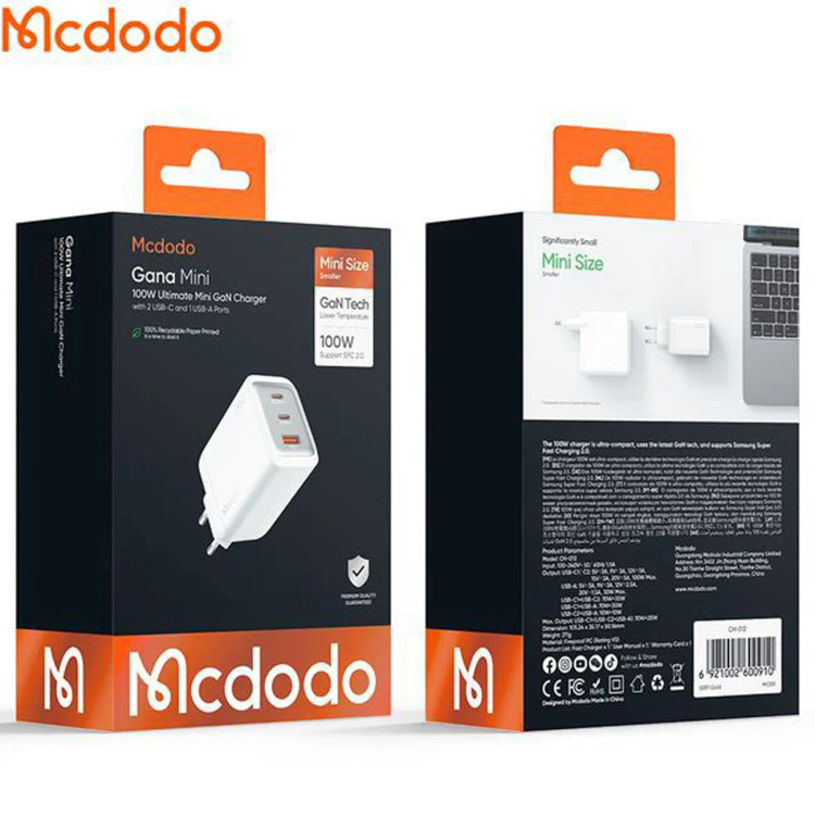 شارژر دیواری 100 وات مک دودو MCDODO مدل CH-012