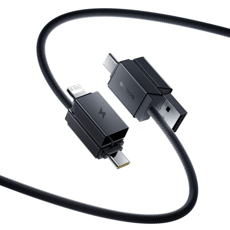 کابل تبدیل USB-C/USB به USB-C/لایتنیگ بیسوس مدل Versatile 60W طول ۲ متر