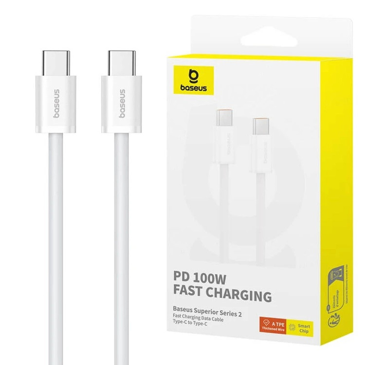 کابل دو سر تایپ سی فست شارژ 100 وات باسئوس Superior Series 2 P10365200211 طول 2 متر