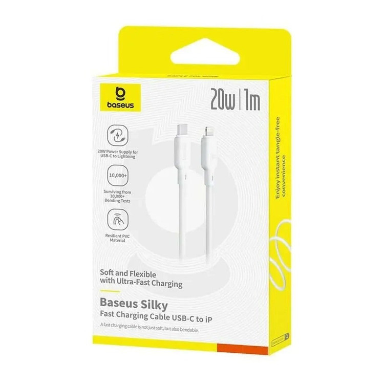 کابل تبدیل USB-C به لایتنینگ بیسوس مدل Silky P10377700313-00 طول 1 متر