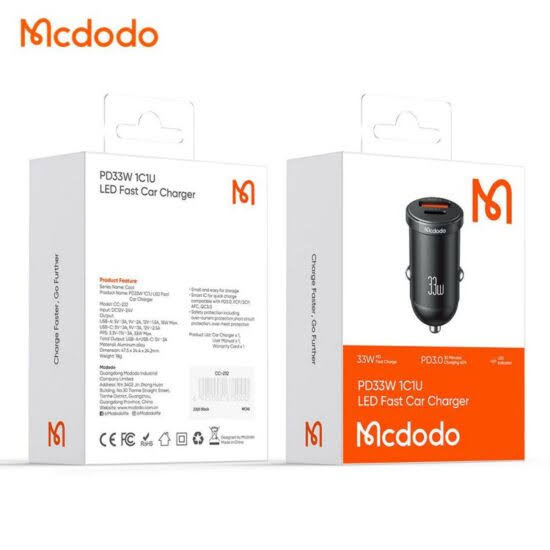 شارژر فندکی 2پورت 33وات مک دودو مدل MCDODO CC-2320