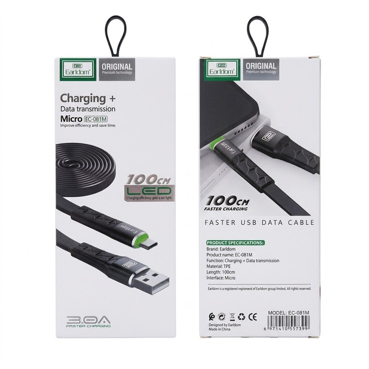 کابل تبدیل USB به microUSB ارلدام مدل EC-081M طول 1 متر